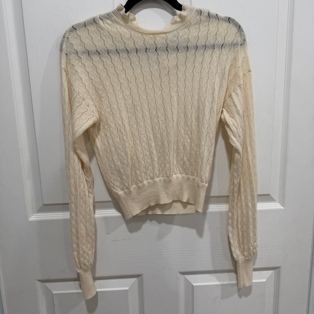 Joie Cream Lightweight Textured Crew Neck Sweater